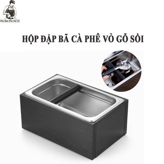 Hộp Đập Bã Cà Phê Inox Vỏ Gỗ Sồi