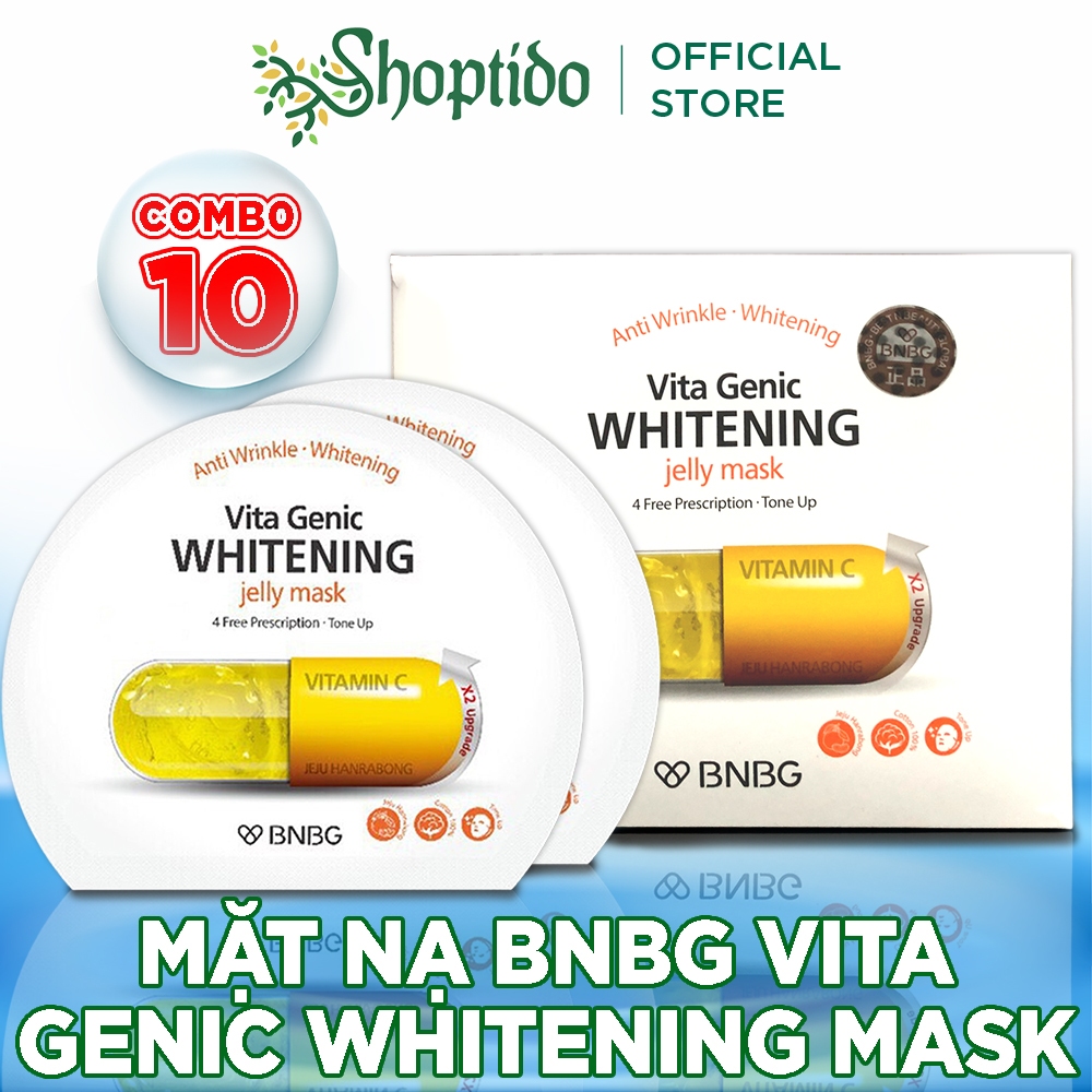 Combo 10 Mặt nạ BNBG dưỡng da trắng sáng, giảm thâm mụn Vita Genic Whitening Jelly Mask 30ml NPP Shoptido