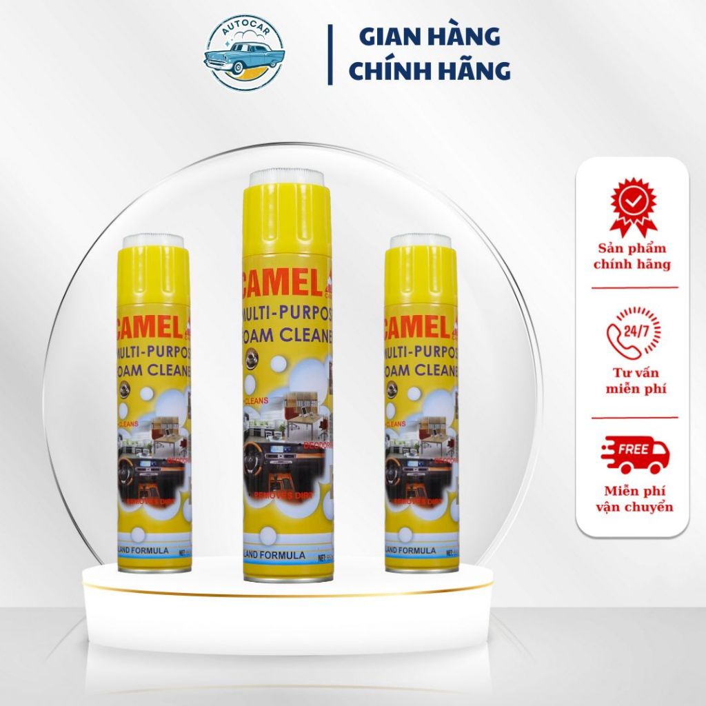 Xịt vệ sinh nội thất ô tô dung dịch tẩy đa năng Camel dung tích 650ml