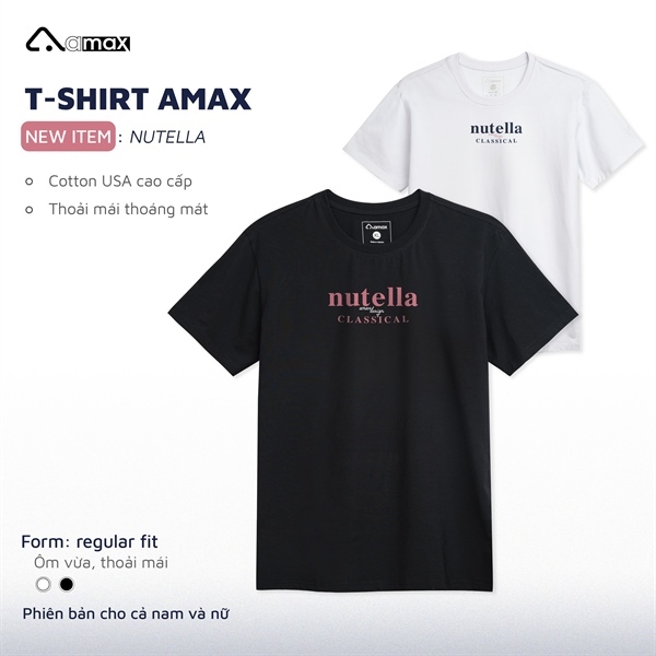 Áo thun nữ AMAX in chữ NUTELLA vải cotton USA cao cấp