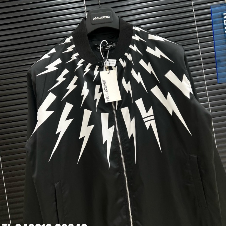 Áo Khoác BomBer gió hoạ tiết tia sét- Áo khoác Nam khoá zip bo gân cực đẹp