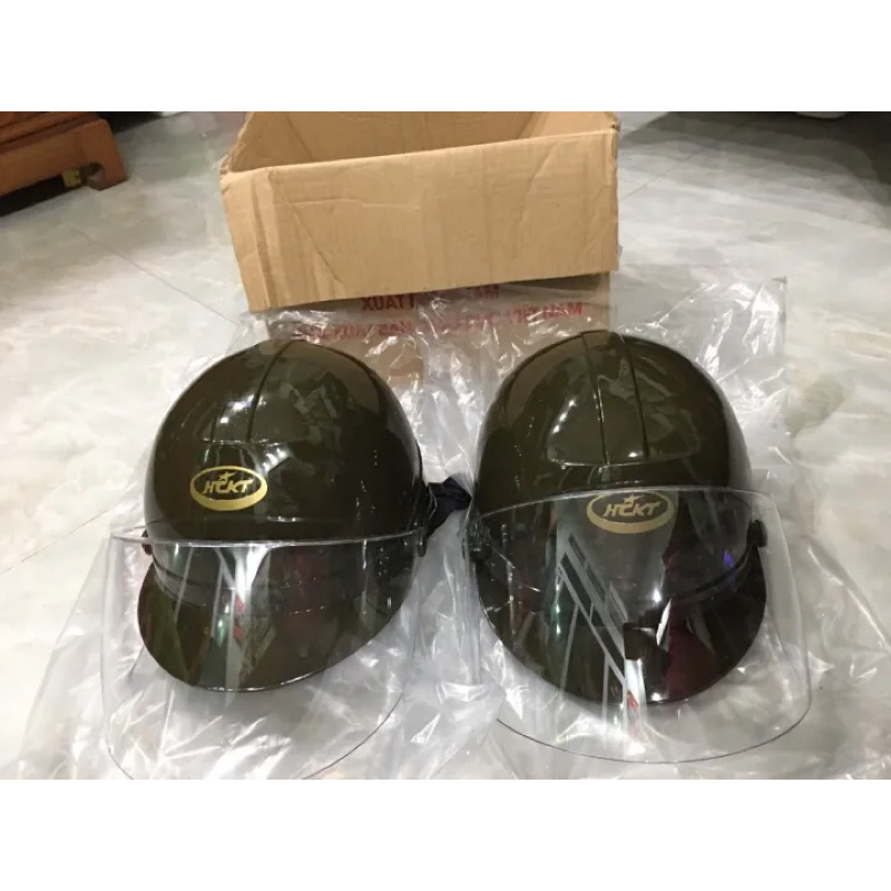 Mũ bảo hiểm HCKT xanh rêu có kính