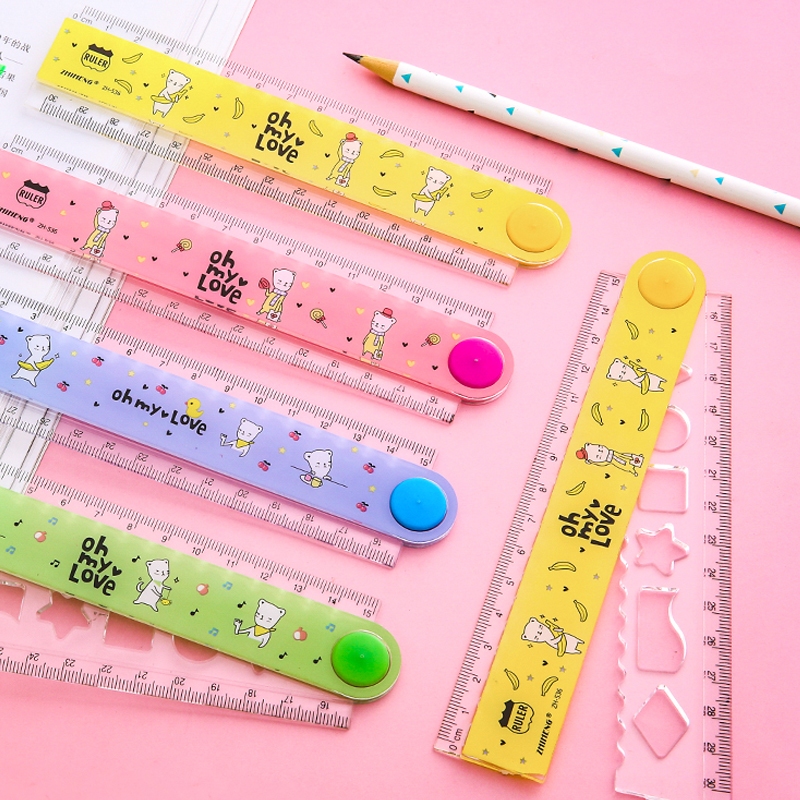 Thước gấp in họa tiết hoạt hình dễ thương tiện dụng cho trẻ Dài 30cm