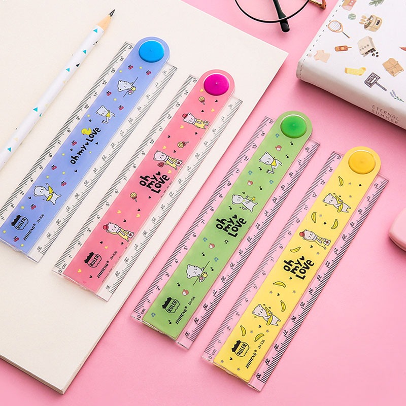 Thước gấp in họa tiết hoạt hình dễ thương tiện dụng cho trẻ Dài 30cm