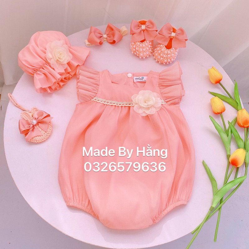 [ Car set tặng túi tỏi) Set body đầy tháng cho bé gái, váy cho trẻ sơ sinh