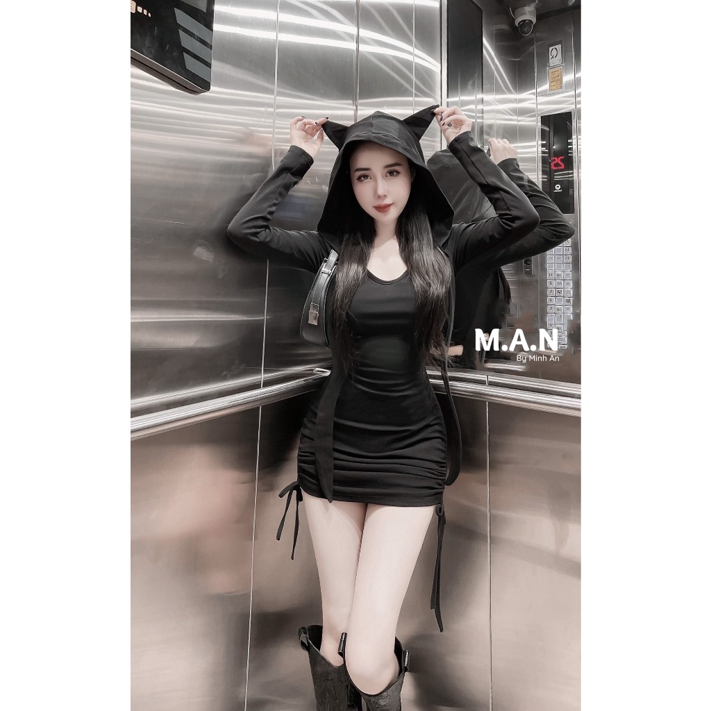Đầm body nhún dây rút 3 màu hot hit fỏm chuẩn xịn