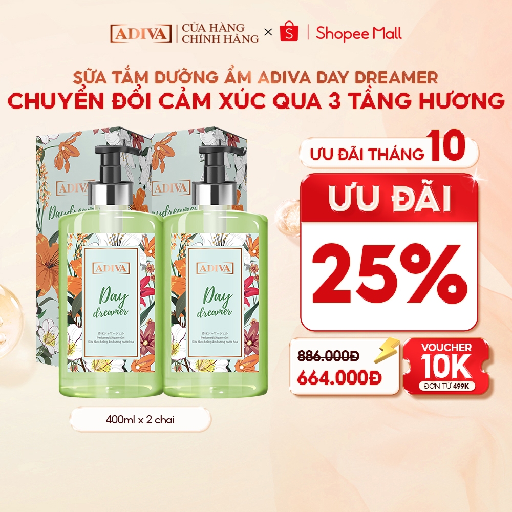 Combo 2 Sữa Tắm Dưỡng Ẩm Hương Nước Hoa Adiva Day Dreamer 400ml
