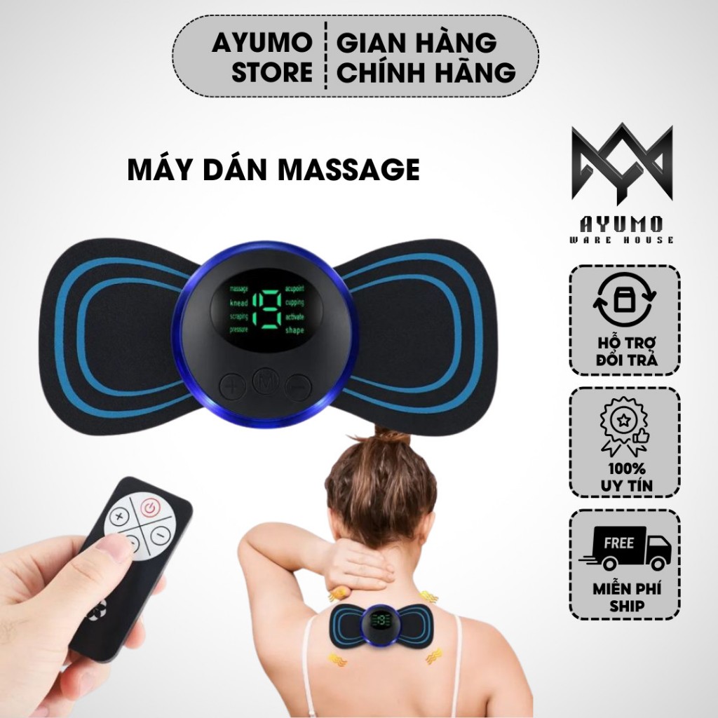 Miếng Dán Massage Cổ Vai Gáy Xung Điện Chuyên Sâu - Máy Massage Mini Tiện Lợi Giảm Đau Mỏi Hiệu Quả