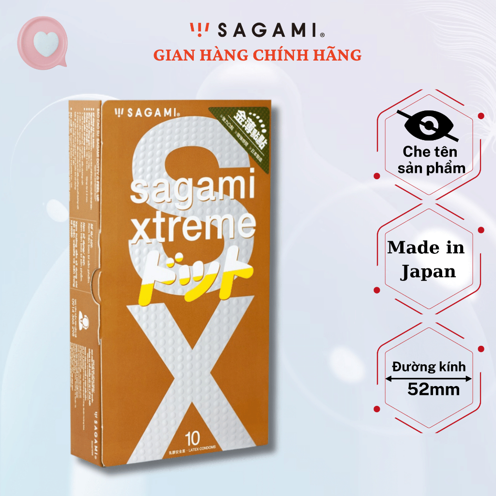 Bao cao su gân gai nhỏ Sagami Xtreme Feel Up - Hộp 10 chiếc - Gân gai li ti tạo khoái cảm, siêu mỏng, an toàn