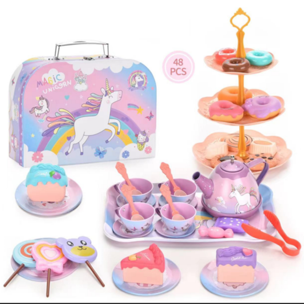 Đồ chơi tiệc trà bánh đáng yêu cho bé, có bộ ấm chén và tháp bánh xinh xắn bằng nhôm siêu bền cho bé