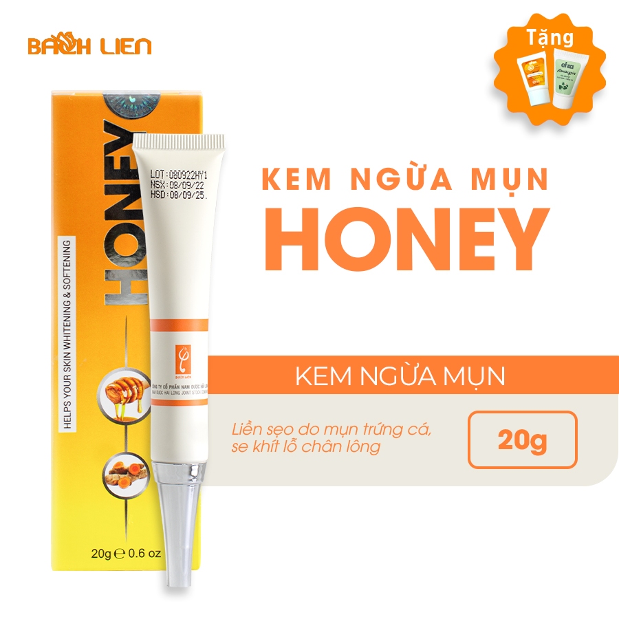 Kem ngừa mụn Honey từ mật ong, vitamin và thảo dược giảm mụn, mờ thâm, ngăn sẹo 20g