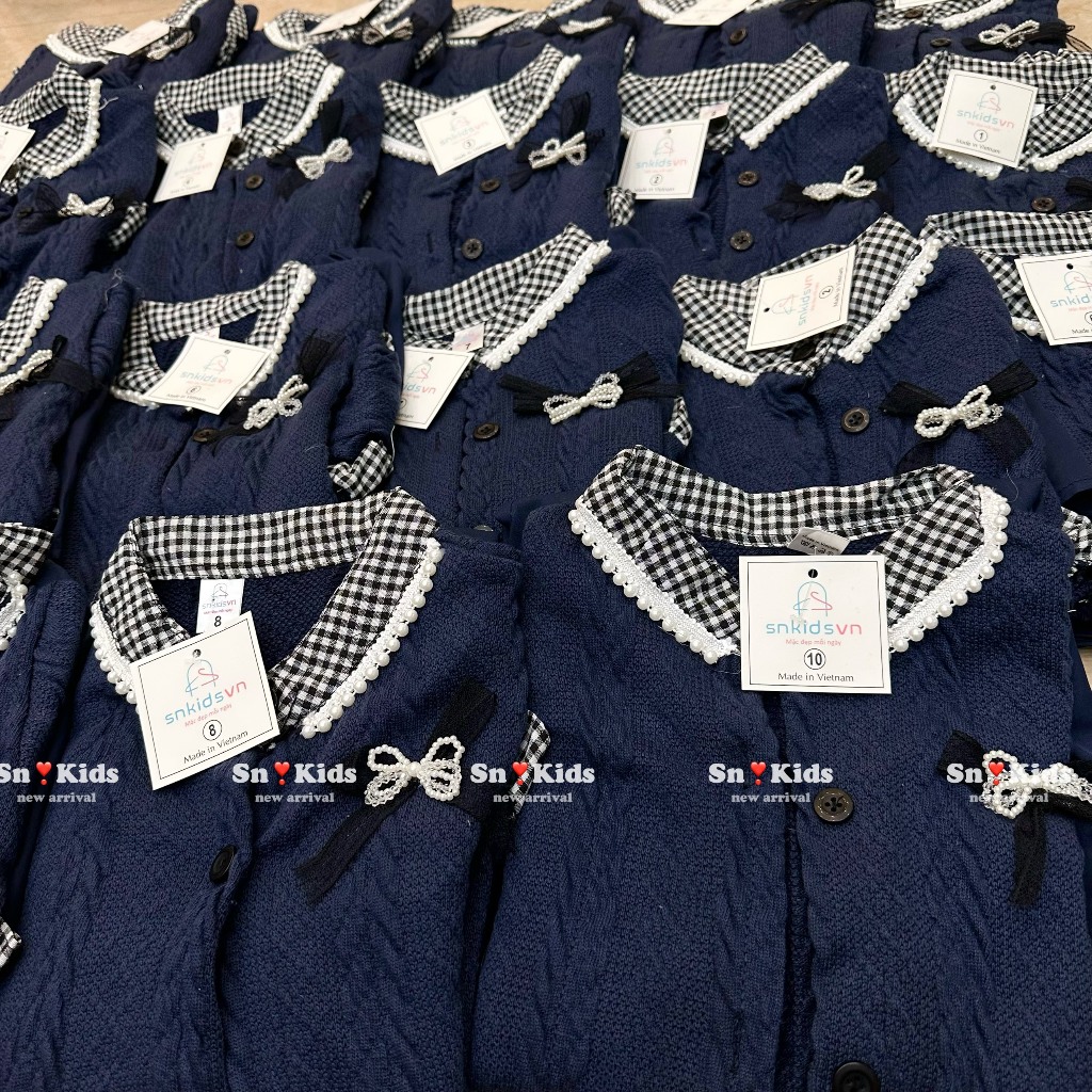 Set Váy Len Thừng Cho Bé Gái WOWKIDS Phối Bèo Đính Ngọc Điệu Đà Kèm Chân Váy Xếp Ly Cho Bé Từ 10-30kg