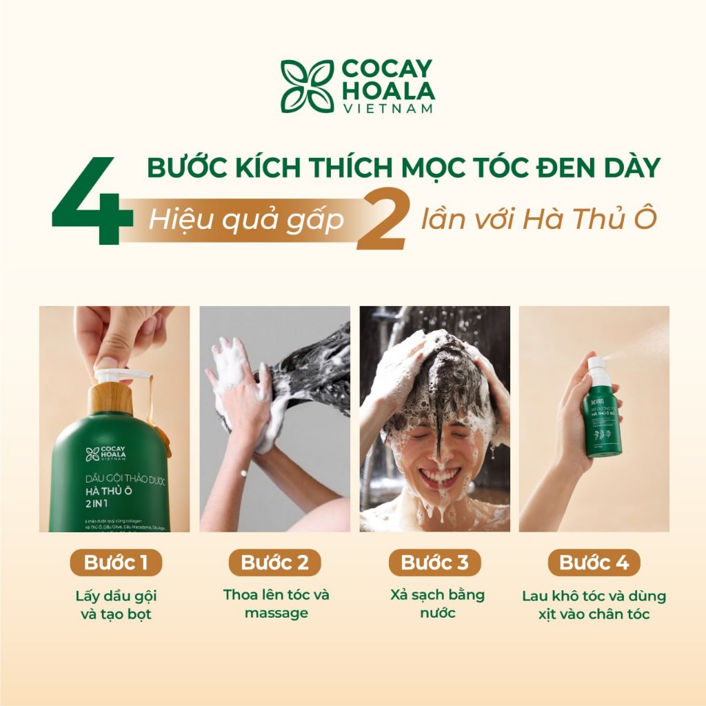 Dầu Gội Xả 2in1 Hà Thủ Ô Cỏ Cây Hoa Lá VIETNAM - Dưỡng tóc đen mượt, bóng khỏe, Dung tích 420g/chai