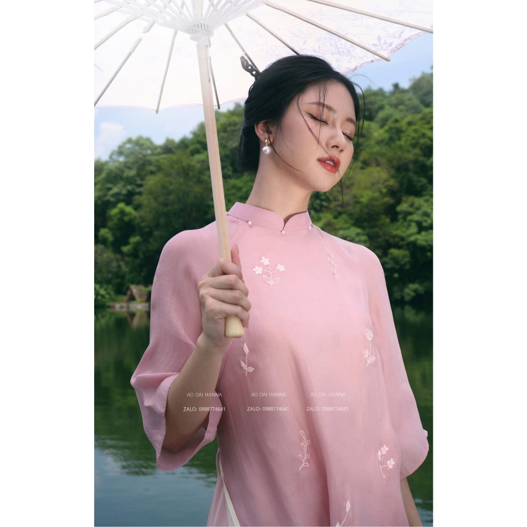 Áo dài cách tân Hanna dáng suông tay lỡ, chất tơ cao cấp mềm mát chụp hình trẻ trung xinh đẹp
