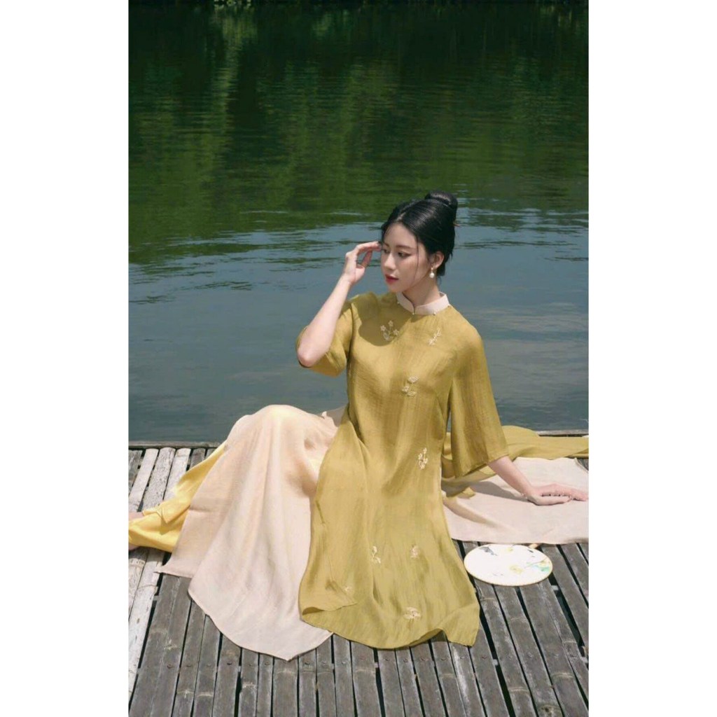 Áo dài cách tân Hanna dáng suông tay lỡ, chất tơ cao cấp mềm mát chụp hình trẻ trung xinh đẹp