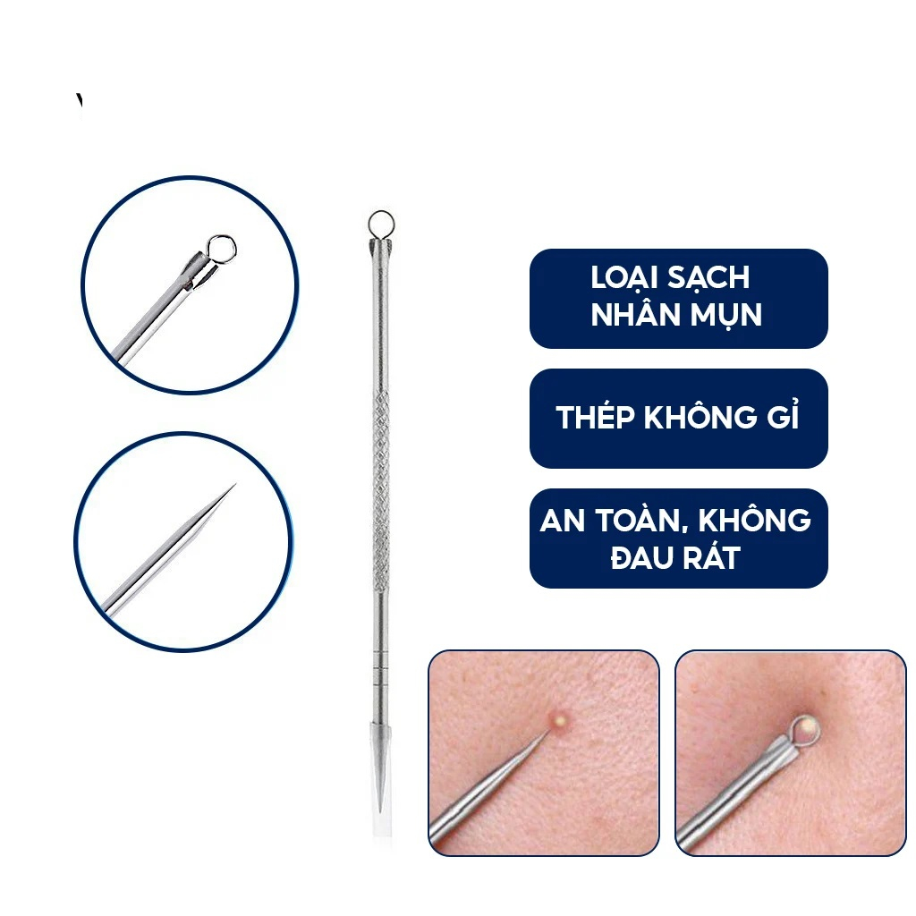 Que nặng,lấy nhân mụn, đầu đen, mụn trứng 2 đầu, từ thép inox không gỉ, thích hợp cho cả nam và nữ