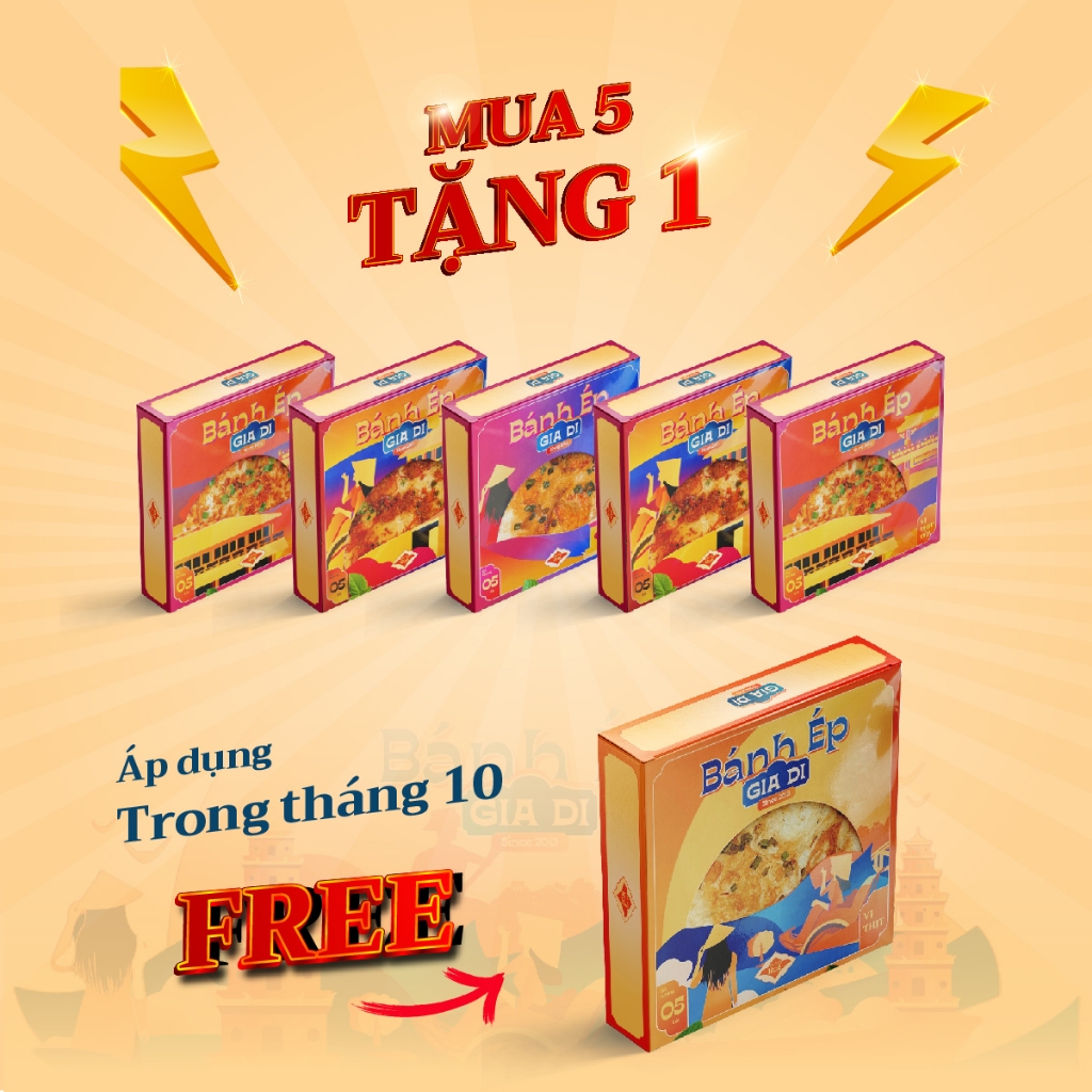 Bánh Ép Huế, Bánh Ép Khô Huế, Bánh Ép Gia Di, vị Đậu phộng Gói 5 cái