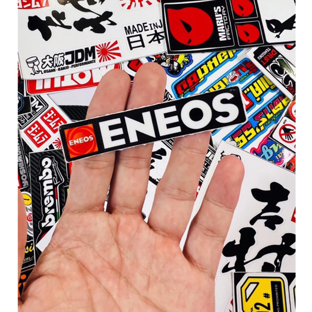 Tem Sticker Logo Chữ ENEOS Dán Trang Trí Trên Nhiều Nền Màu Cho Xe Máy, Chất Liệu Decal Chống Thấm N