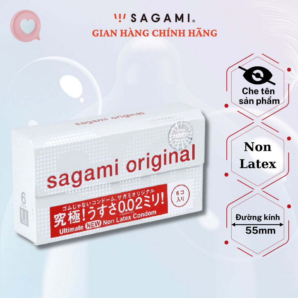 Bao cao su Sagami 002 siêu mỏng non latex hộp 6 chiếc