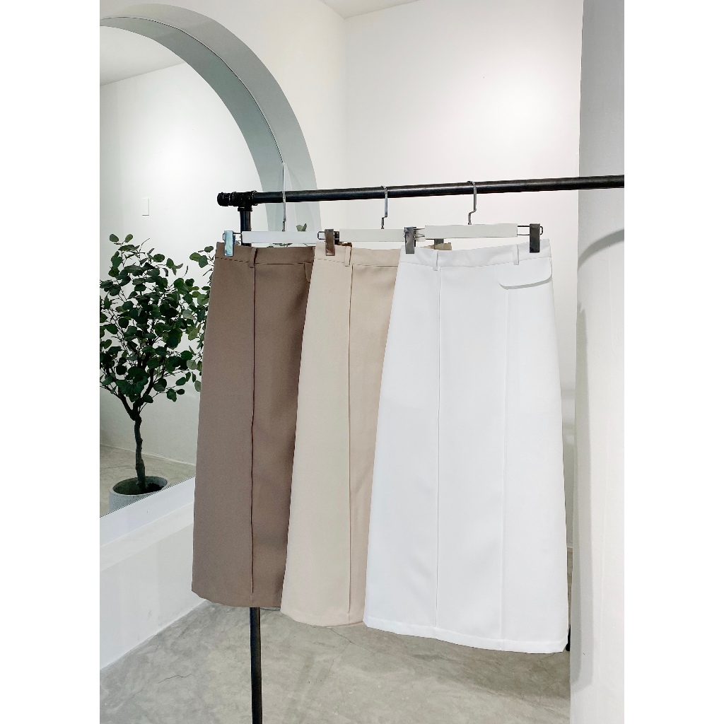 Chân váy thiết kế CHARMO form suôn vải cotton đanh Long Line Skirt