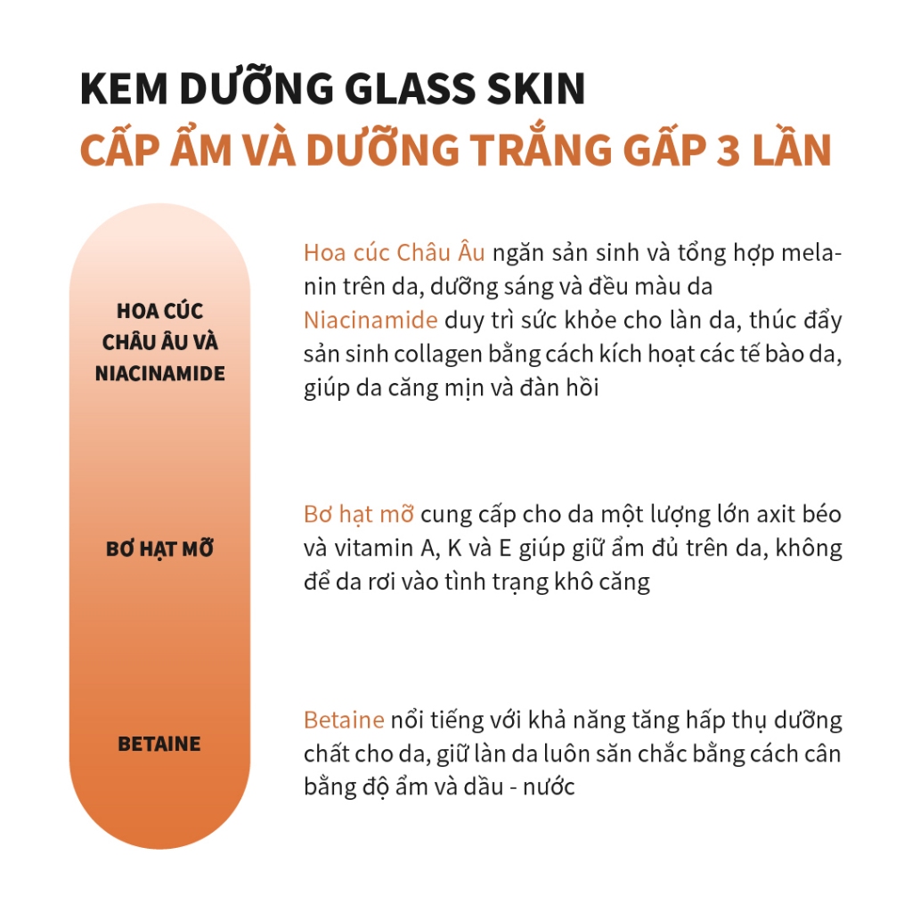 Kem dưỡng trắng cấp ẩm Caryophy Glass Skin Cream 50ml