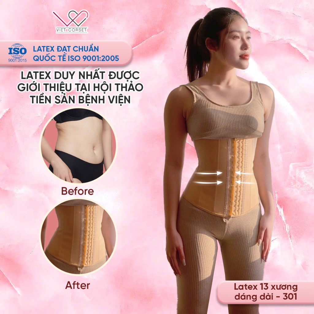 Đai Nịt Bụng Chuẩn Quốc Tế VIETCORSET Slim 301 -  Latex Corset Chuẩn 13 Xương Giảm Eo & Mỡ Bụng Cho Người Trên 1m65