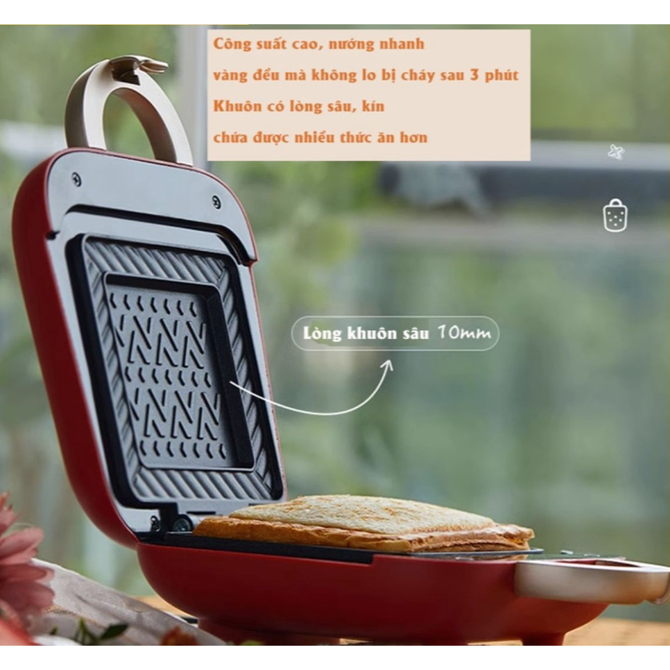 Máy Nướng Bánh BEAR A06E1 Siêu Tiện Lợi 600W-Máy kẹp nướng bánh mì sandwich BEAR SMZ-B05N1  Bảo Hành 12 Tháng