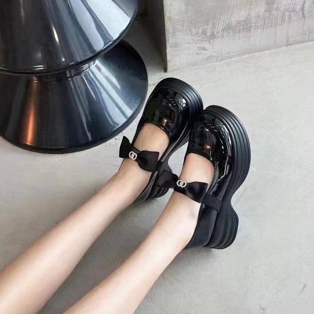 Giày marry janes nữ quai chun đính nơ phong cách nhật bản cực êm chân - LN55