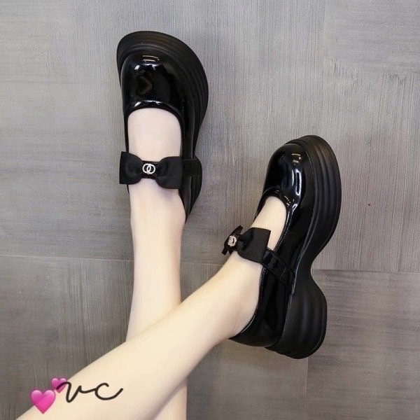 Giày marry janes nữ quai chun đính nơ phong cách nhật bản cực êm chân - LN55