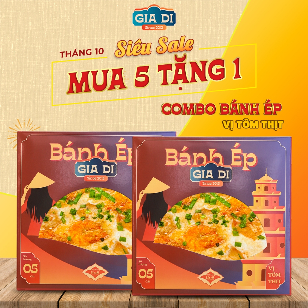 Bánh Ép Huế, Bánh Ép Khô Huế, Bánh Ép Gia Di, Combo 2 Hộp Bánh Ép Gia Di Huế Đủ Vị HỘP 5 cái