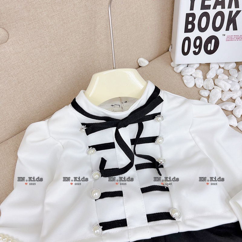 10-27kg set áo kiểu tiểu thư mix chân váy sang chảnh cho bé gái, set đồ dài tay đi học cho bé gái