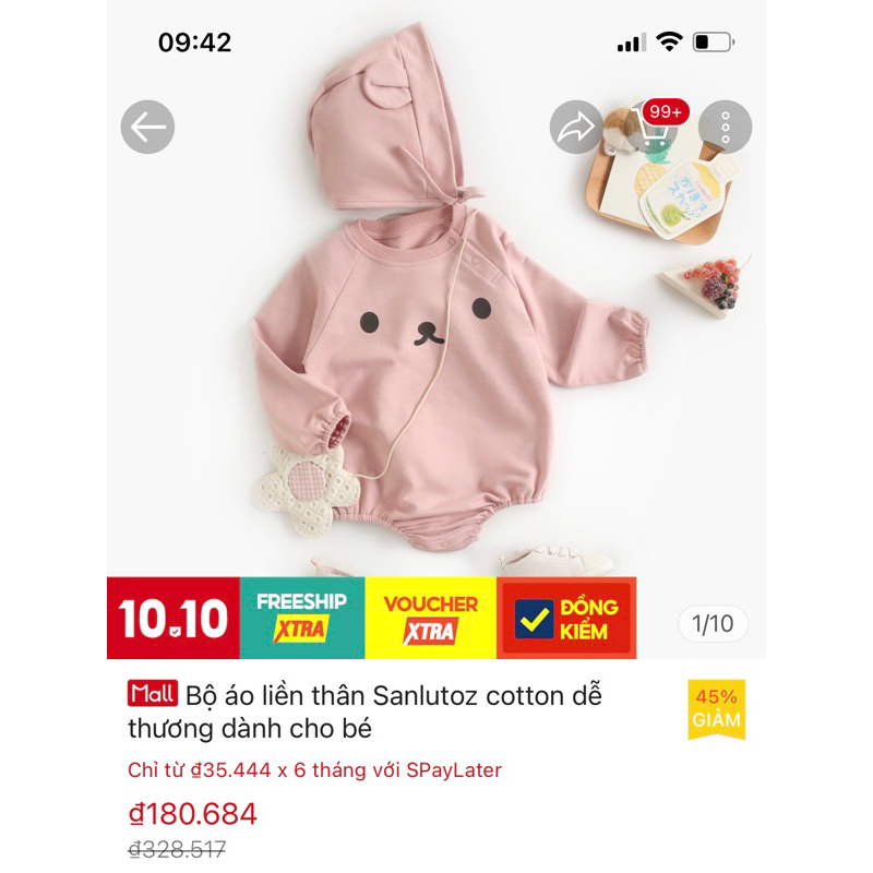 Pass Body suit áo liền thân cho bé 0-6 tháng