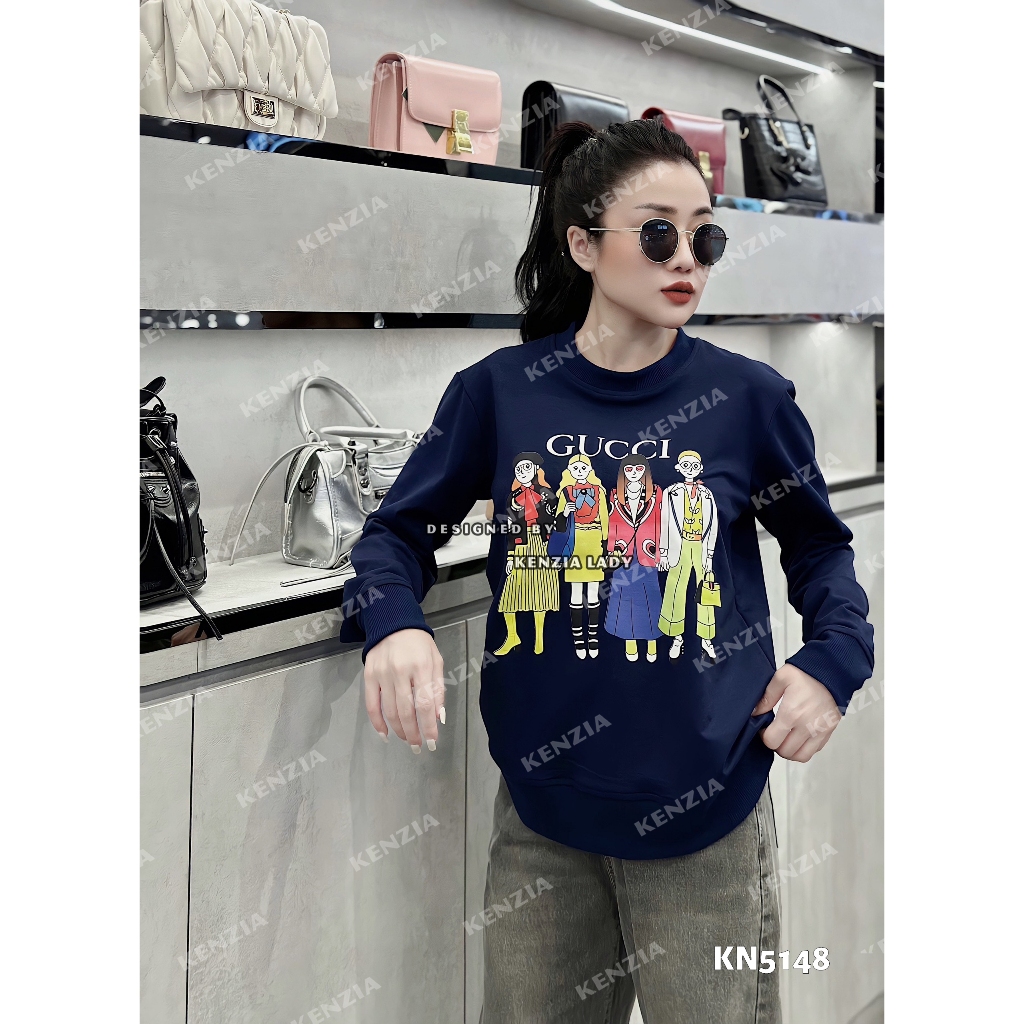 Áo Nỉ Nữ siêu cấp Form chuẩn Kenzia Lady- Áo Sweater Cổ Tròn Dài Tay  Basic  - KN5148