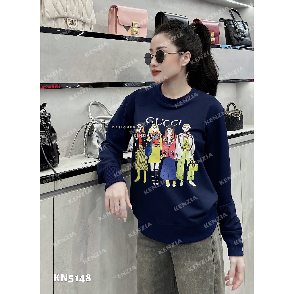 Áo Nỉ Nữ siêu cấp Form chuẩn Kenzia Lady- Áo Sweater Cổ Tròn Dài Tay  Basic  - KN5148