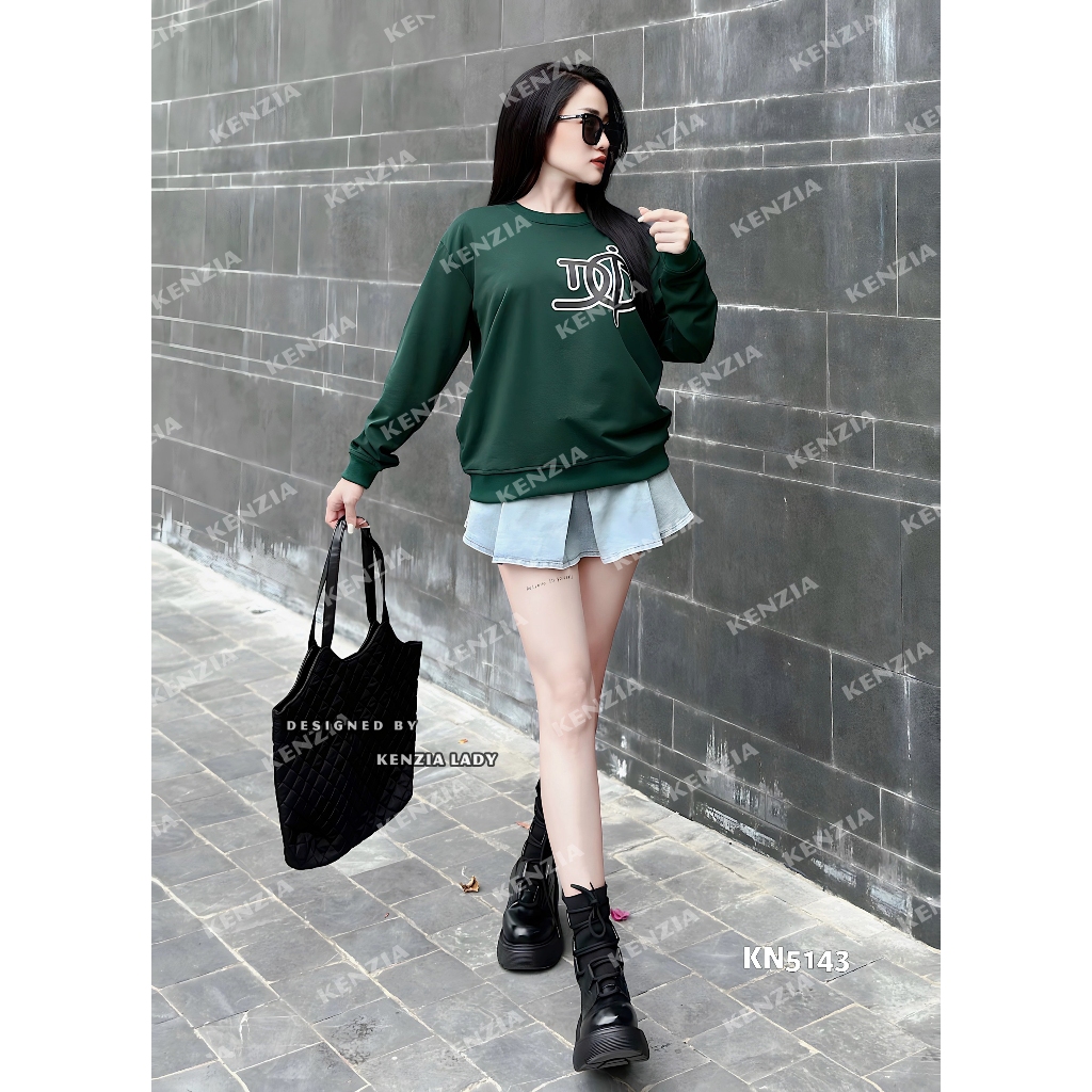 Áo Nỉ Nữ siêu cấp Form chuẩn Kenzia Lady- Áo Sweater Cổ Tròn Dài Tay  Basic  - KN5143