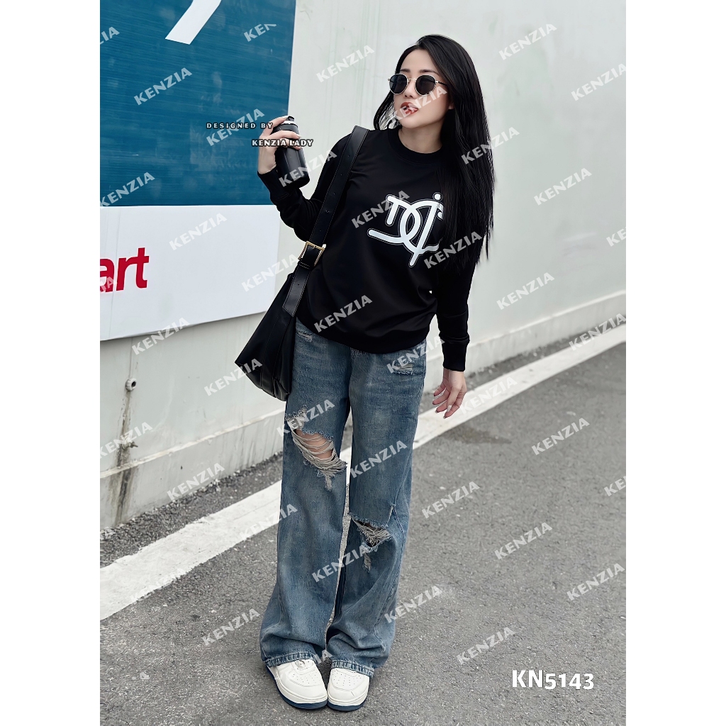 Áo Nỉ Nữ siêu cấp Form chuẩn Kenzia Lady- Áo Sweater Cổ Tròn Dài Tay  Basic  - KN5143