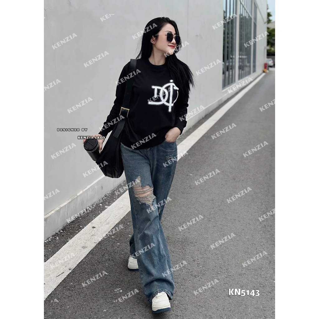 Áo Nỉ Nữ siêu cấp Form chuẩn Kenzia Lady- Áo Sweater Cổ Tròn Dài Tay  Basic  - KN5143