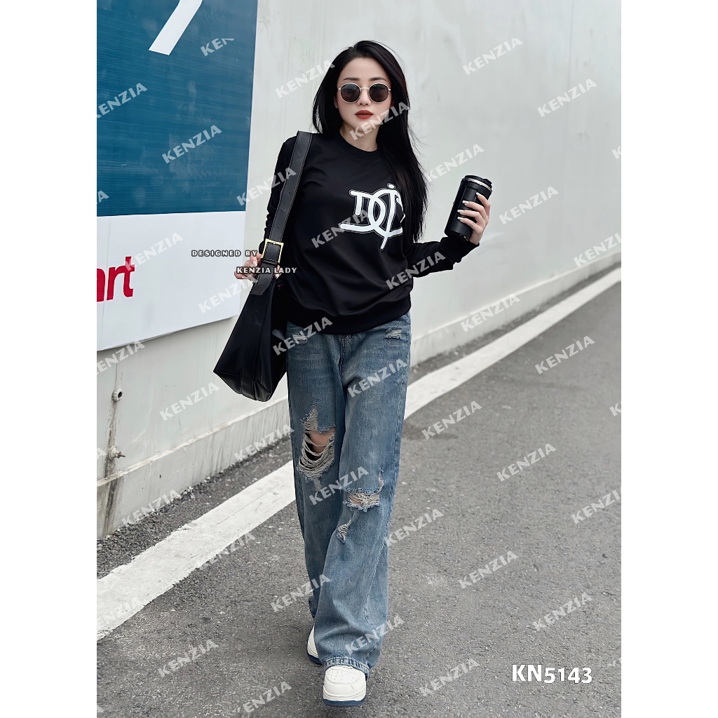 Áo Nỉ Nữ siêu cấp Form chuẩn Kenzia Lady- Áo Sweater Cổ Tròn Dài Tay  Basic  - KN5143