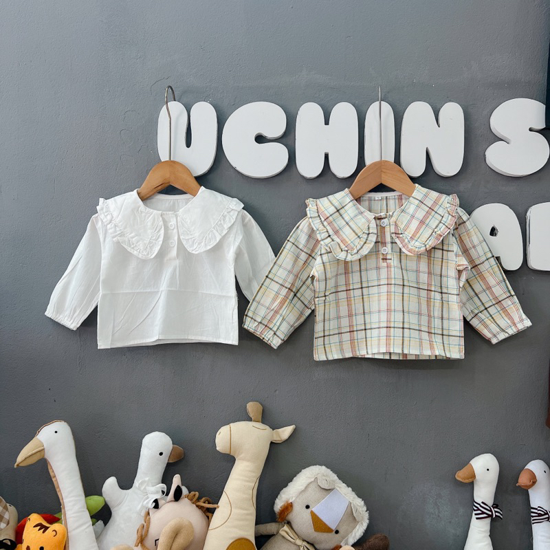 Sơ mi cổ bèo cho bé gái