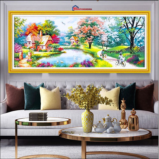 Tranh đính đá phong cảnh tổ ấm hạnh phúc 1m20 x 55cm