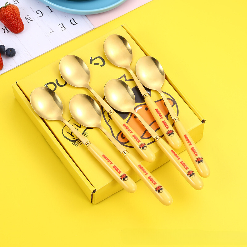 Thìa ăn cơm vịt vàng siêu đáng yêu, Set 6 món thìa muỗng ăn cơm