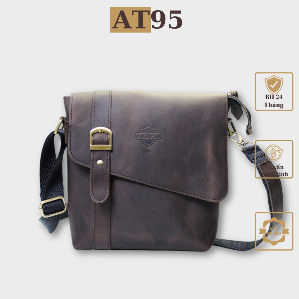 Túi đeo chéo 05 da bò thật dòng da bò sáp cao cấp thương hiệu W