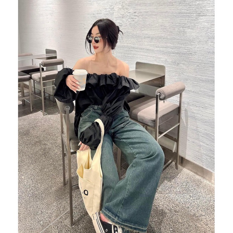 Áo trễ vai tay dài siêu xinh