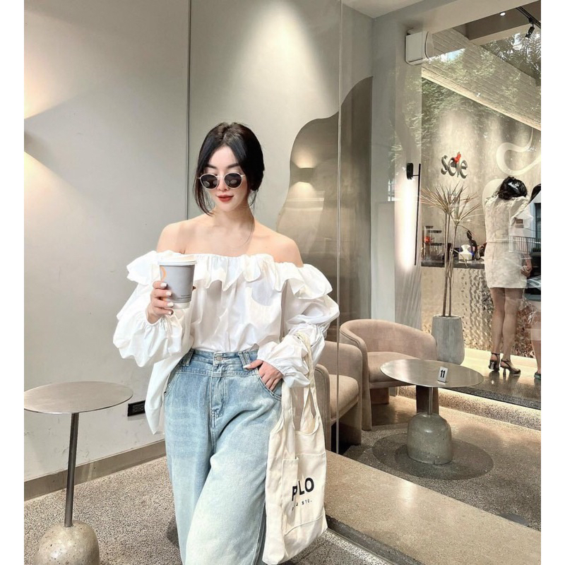 Áo trễ vai tay dài siêu xinh