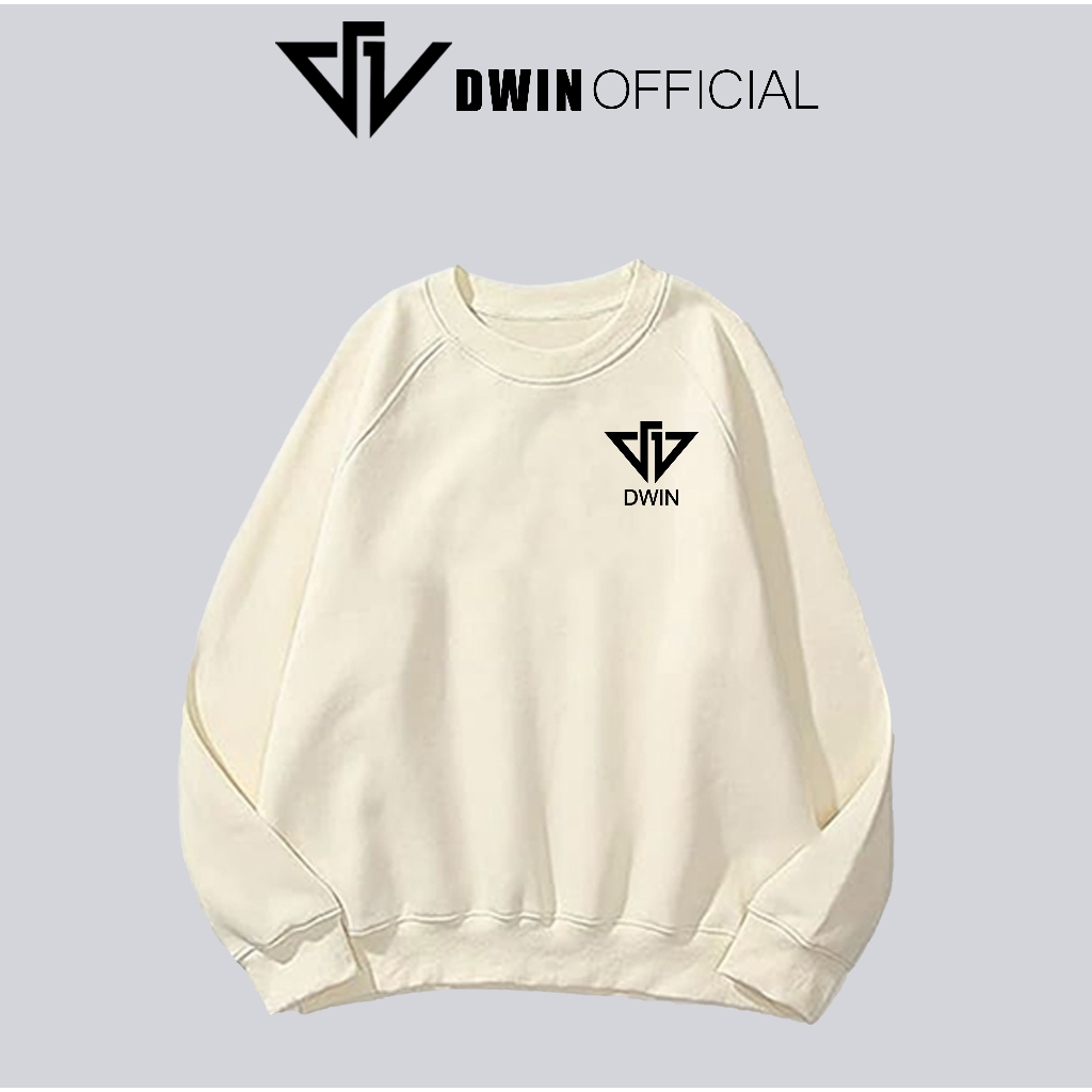 Áo sweater in logo nỉ unisex DWIN basic nam nữ form rộng oversize local brand SP00085