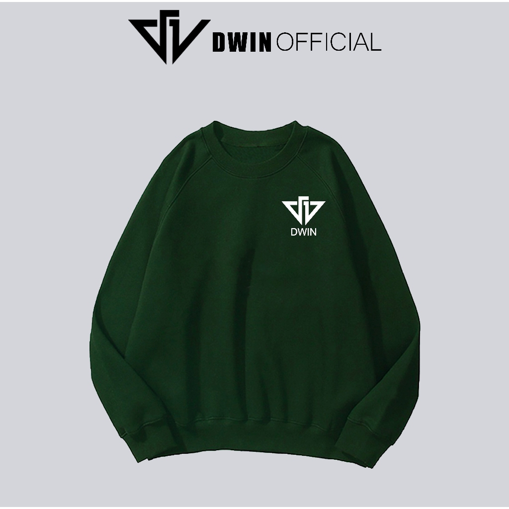 Áo sweater in logo nỉ unisex DWIN basic nam nữ form rộng oversize local brand SP00085