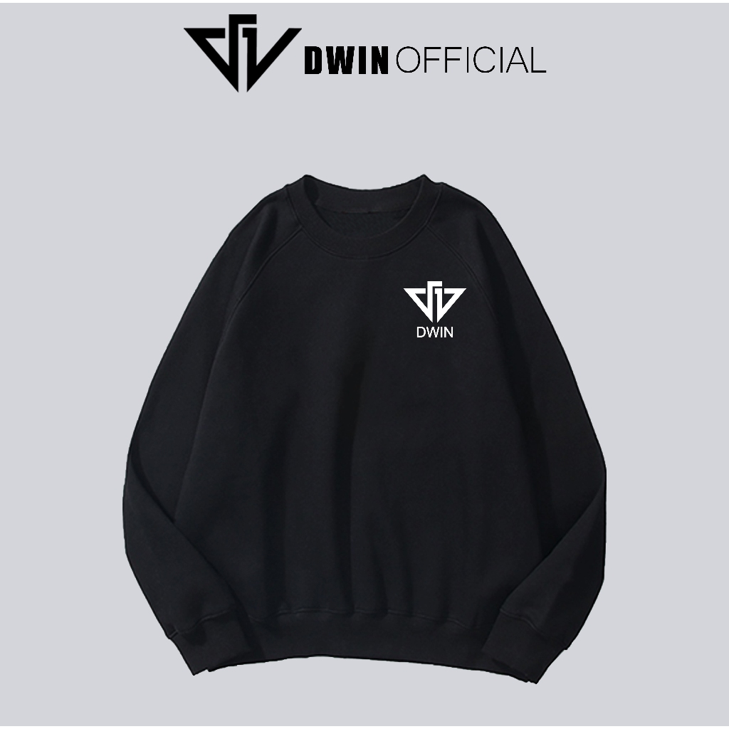 Áo sweater in logo nỉ unisex DWIN basic nam nữ form rộng oversize local brand SP00085