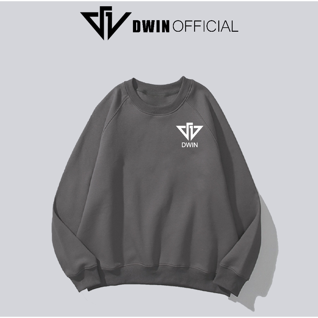 Áo sweater in logo nỉ unisex DWIN basic nam nữ form rộng oversize local brand SP00085