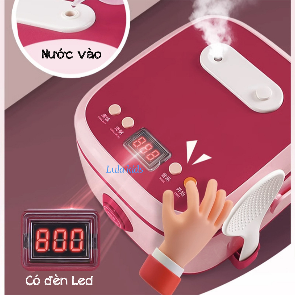 Đồ chơi làm bếp nấu ăn có nồi cơm điện, nhạc và phun hơi nước nhiều chi tiết Lula Kids