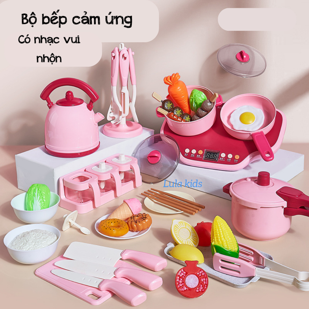 Đồ chơi làm bếp nấu ăn có nồi cơm điện, nhạc và phun hơi nước nhiều chi tiết Lula Kids
